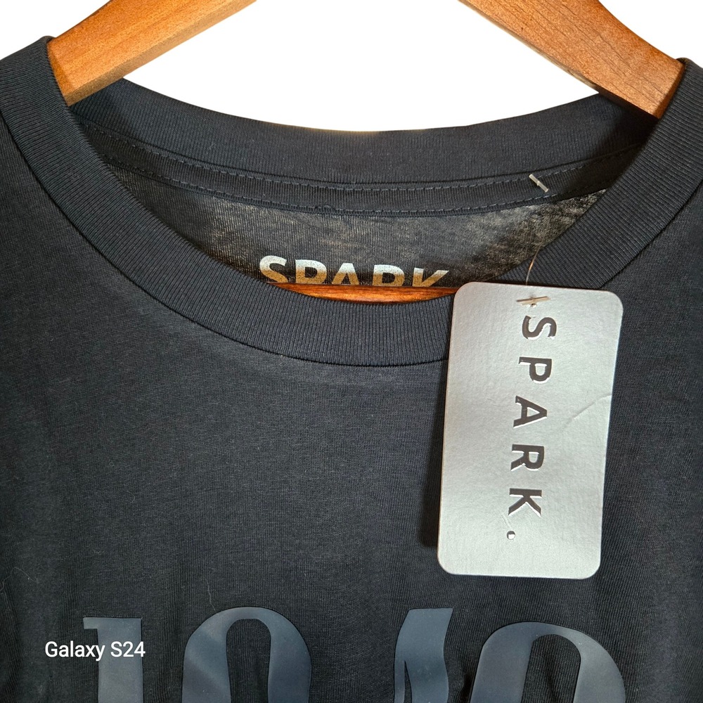 Spark Mens Long Sleeve T Shirt Graphic 1940 Navy Cotton‎ Size Small